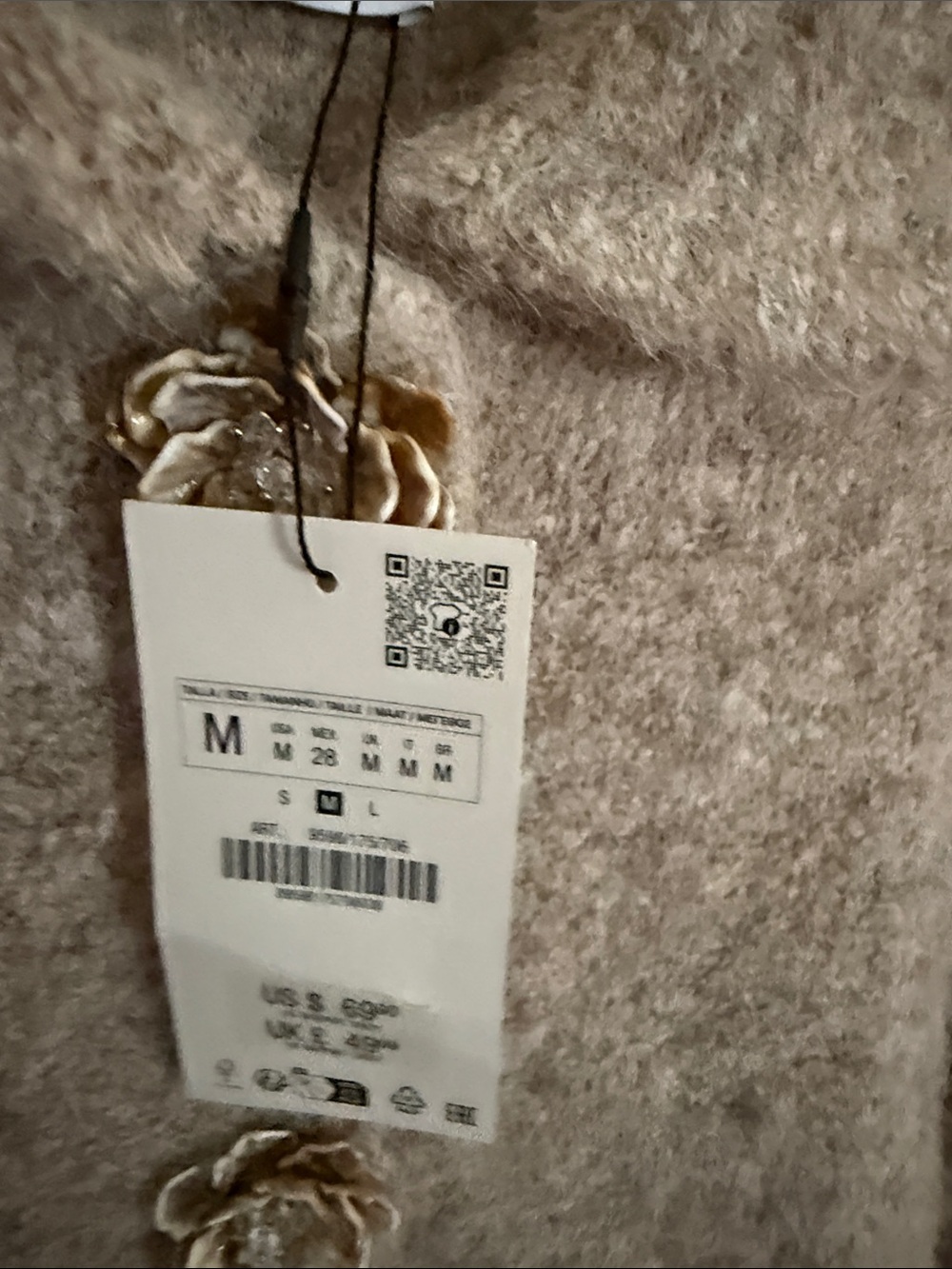 Zara Elegant Button-Front Women's Sweater Jacket in Taupe NWT - Picture 6 of 7